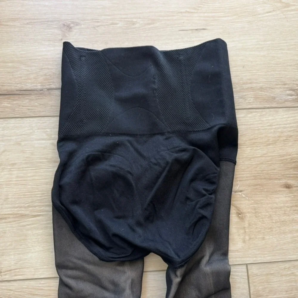 Boomba Shaping Thermal Tights Black Beige High Waist Shaping Hosiery Size 1 XS-M